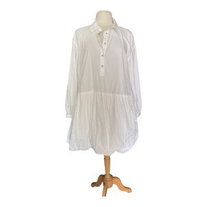 Maeve White Bubble Hem Shirt Dress Anthropologie Size Medium